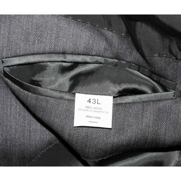 Jos A Bank Gray Wool Herringbone 2 Button Blazer Sport Coat Jacket Mens Size 43L - Picture 9 of 9